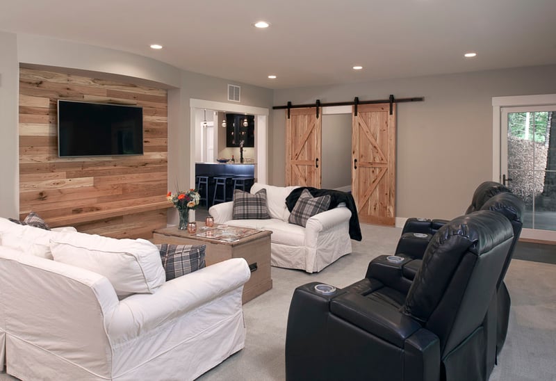 Lower Level with Sliding Barn Doors