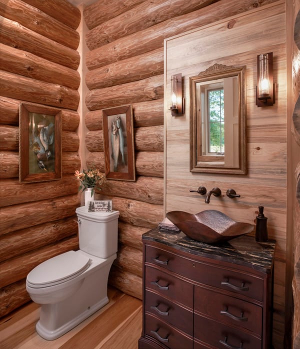 log cabin bathroom