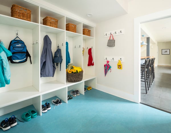 open clean color mudroom