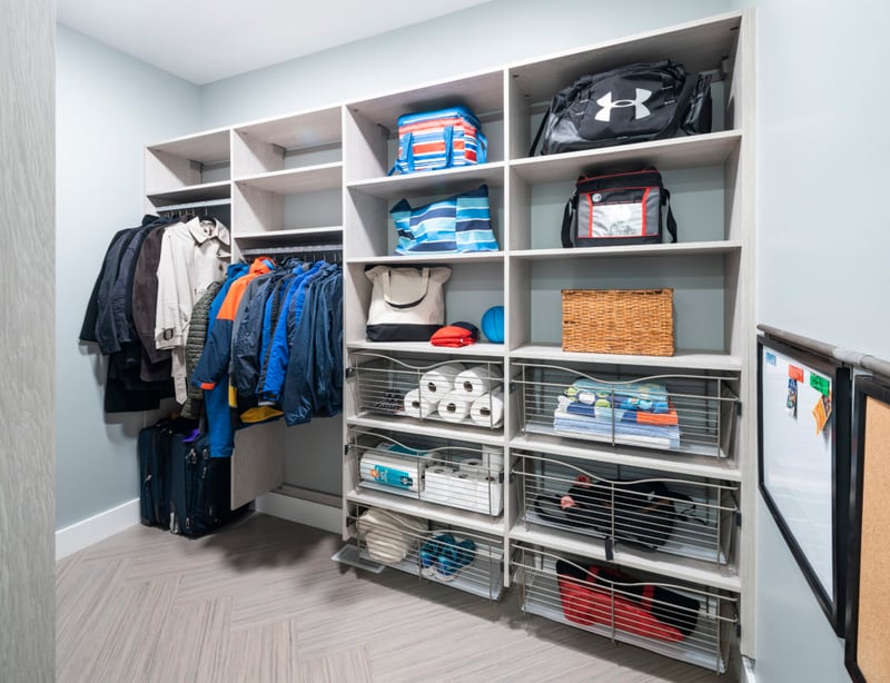 mudroom flooring and cabinets