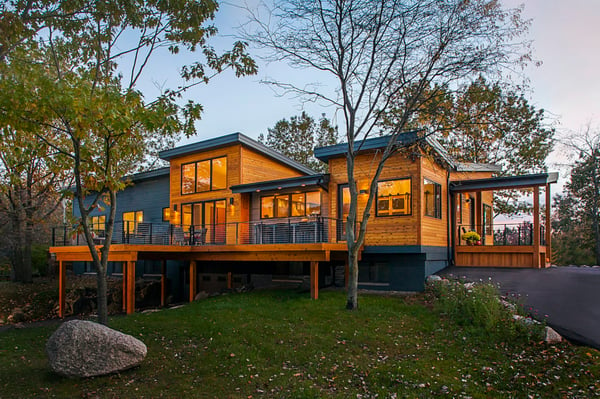 Photo of Front Exterior Elevation of a Contemporary Meets Modern Custom Meadowlark Home