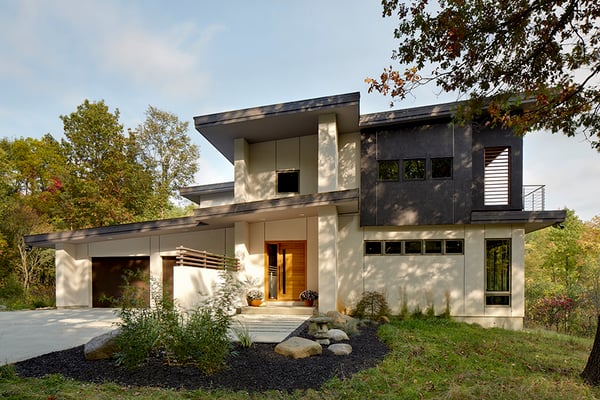 This shows the exterior of an Asian-Inspired home