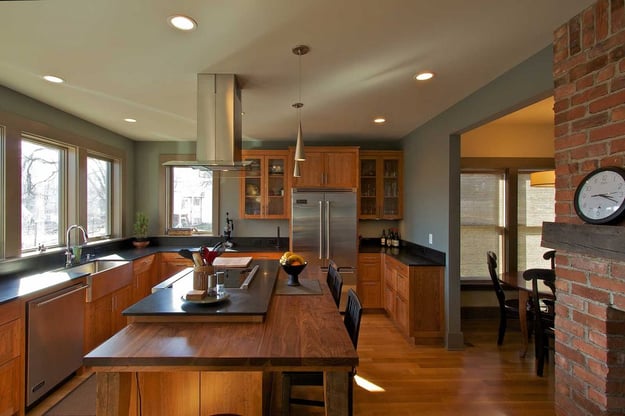 Kitchen with custom cabinets in LEED Platinum Home