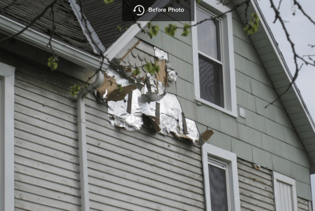 Unique original siding details are discovered underneath removed siding