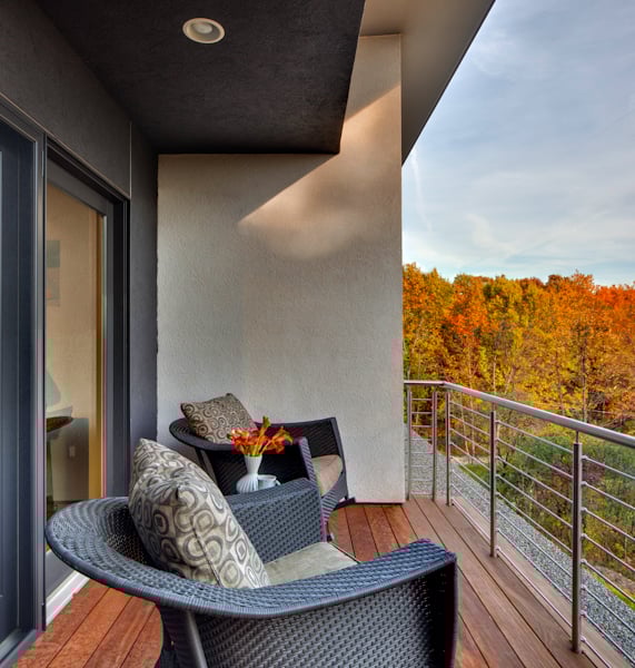 balcony overlooking fall colors