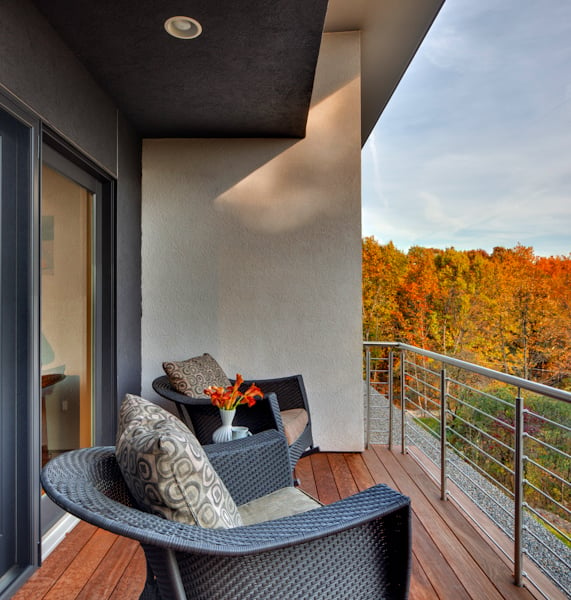 balcony overlooking fall colors