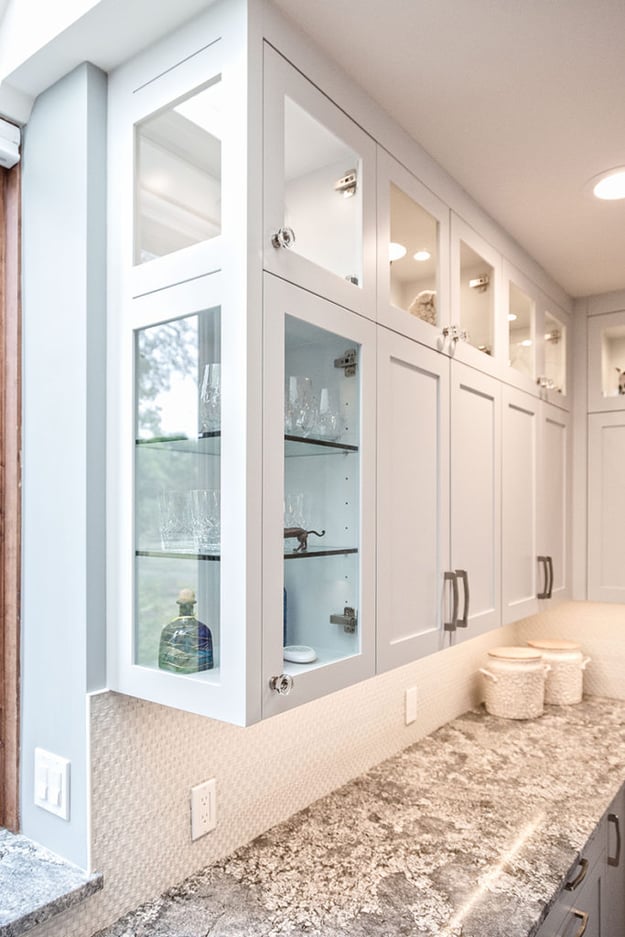 Glass cabinets used in kitchen remodel