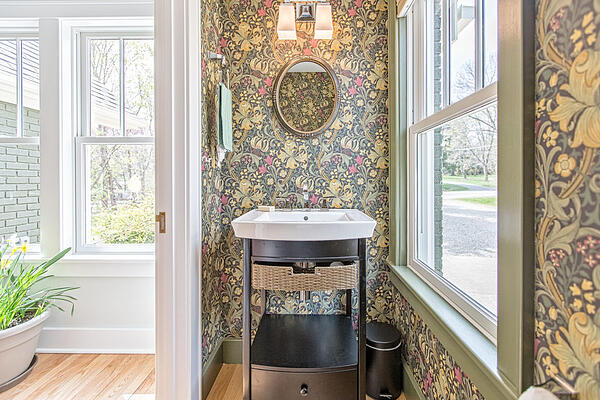 meadowlark wall paper bathroom