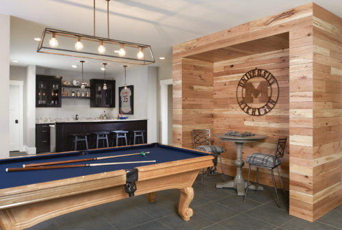 Remodel basement with pool table and bar