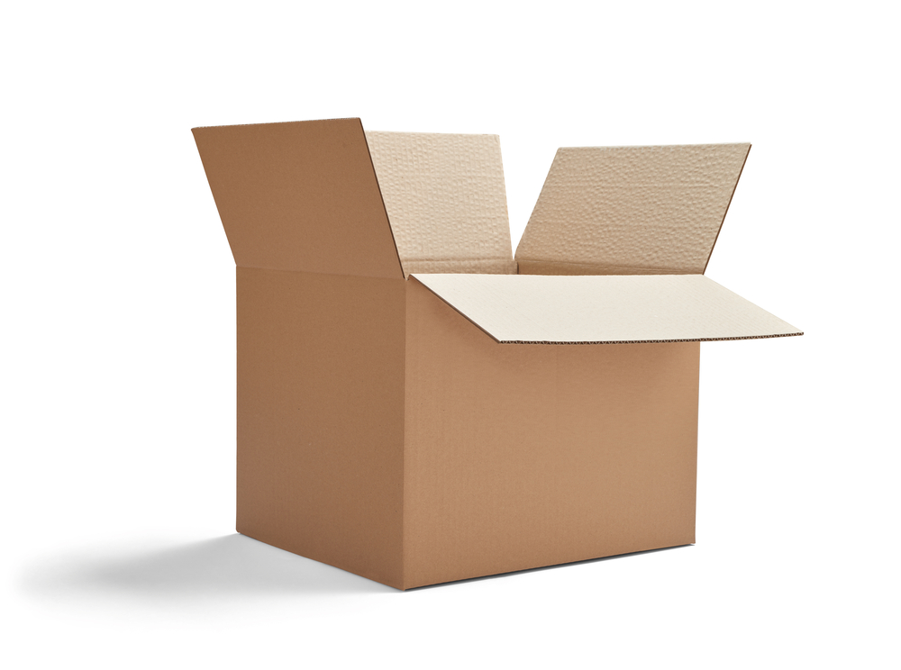 close up of  a cardboard box on white background